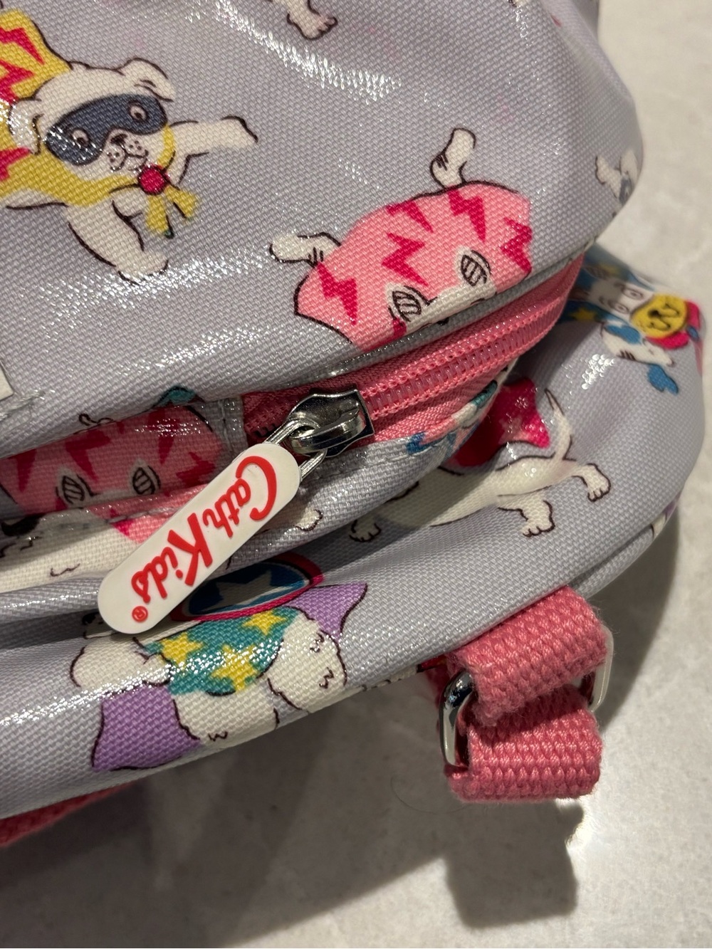Cath Kidston Super Dogs Mini Drawstring Backpack Oilcloth Rucksack Grey - Picture 8 of 11
